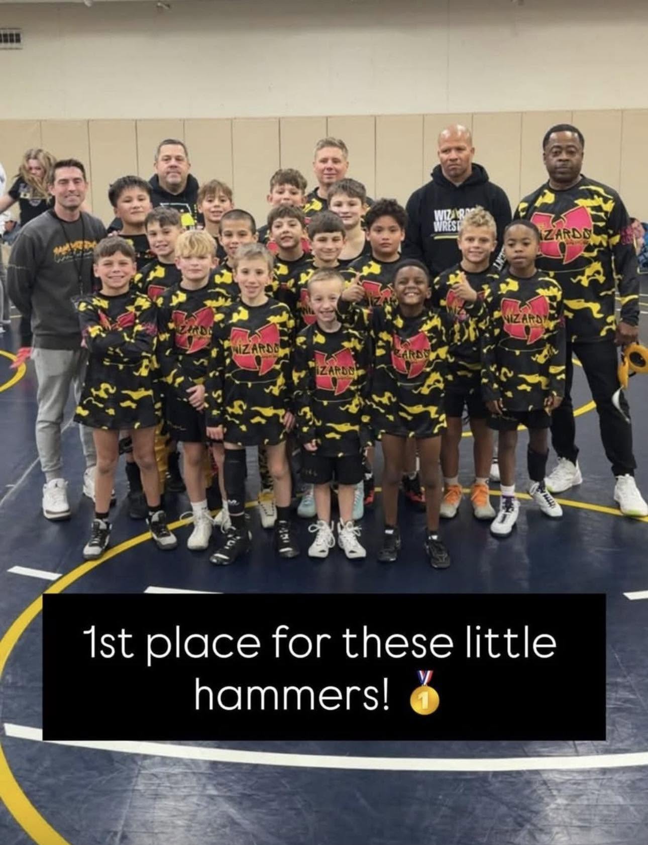 Wizards youth wrestlers gathered as a team